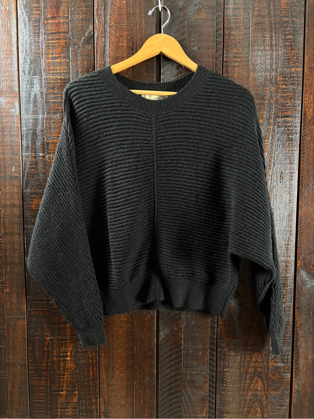 Michael Kors Black Wool Alpaca Ribbed Dolman Sweater XS